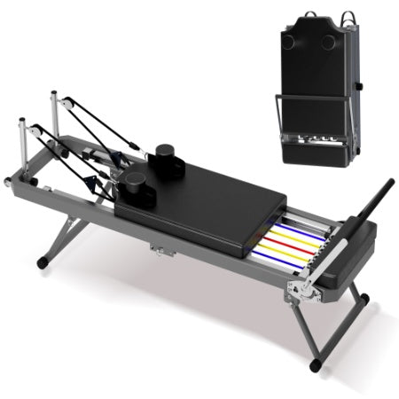 Extra Large Pilates Reformer - 395lbs Capacity, With Dynamic Resistance Cords And Aerobic Rebounder, Improves Posture, Builds Strength, Reduces Stress, Black