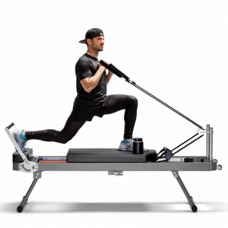 Extra Large Pilates Reformer - 395lbs Capacity, With Dynamic Resistance Cords And Aerobic Rebounder, Improves Posture, Builds Strength, Reduces Stress, Black