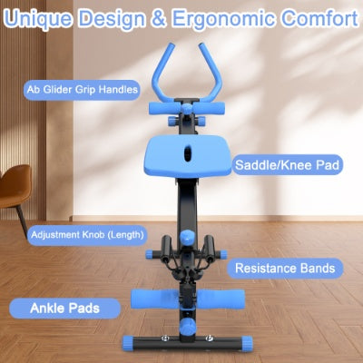 4-in-1 Ab Workout Exercise Equipment Rowing Machine Leg Press Machine Ab Glider Machine Roman Chair Fitness Equipment For Ab Workout Core Strength Training