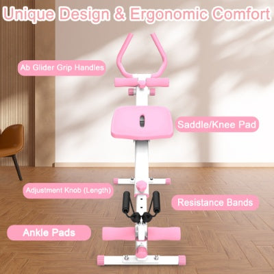 4-in-1 Ab Workout Exercise Equipment Rowing Machine Leg Press Machine Ab Glider Machine Roman Chair Fitness Equipment For Ab Workout Core Strength Training